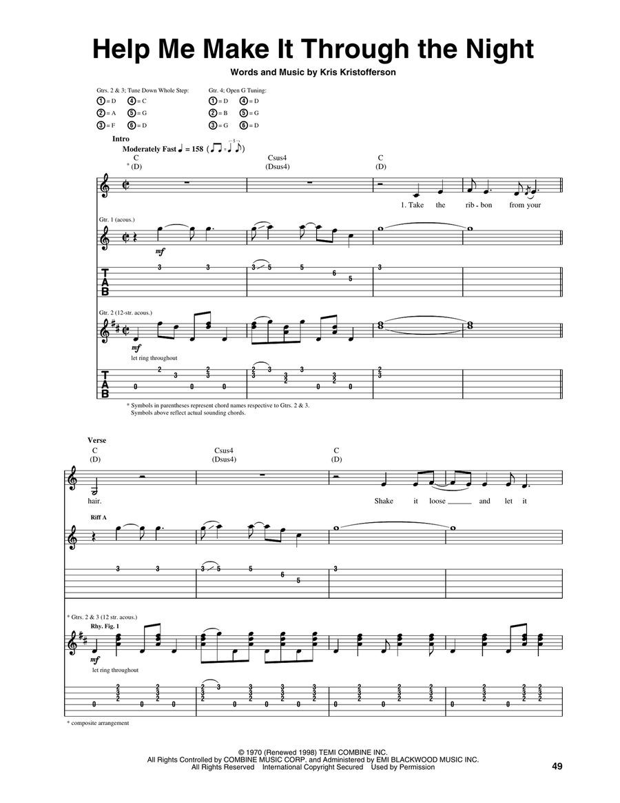 Help Me Make It Through The Night Acoustic Guitar scores gallery preview page 1