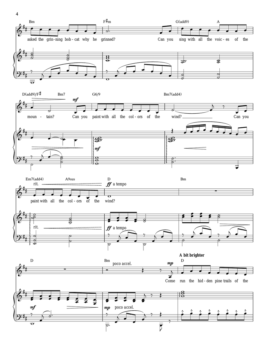 Colors Of The Wind (from Pocahontas) Voice scores gallery preview page 4