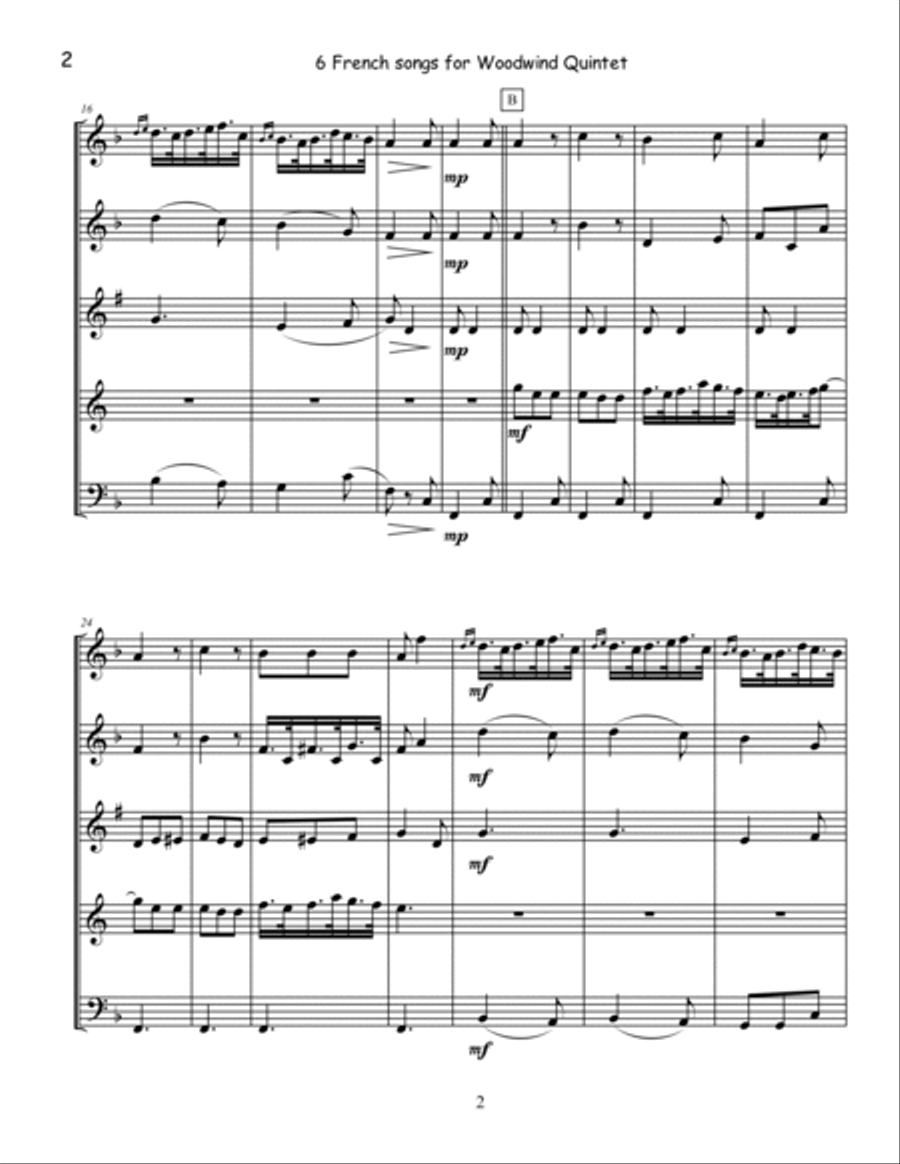 Six French Songs for Woodwind Quintet Woodwind Quintet scores gallery preview page 4