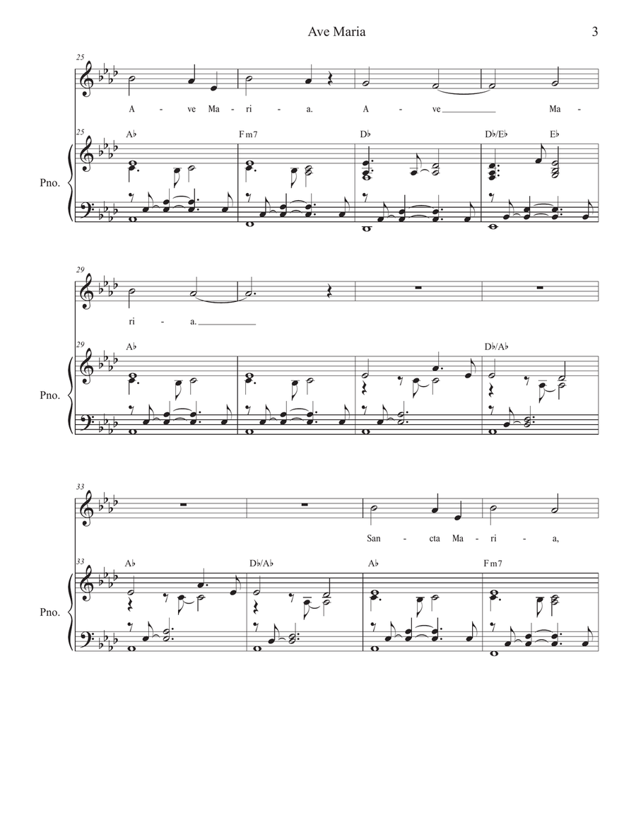 Ave Maria (Mother of Divine Mercy) (Unison choir) Unison Choir scores gallery preview page 3