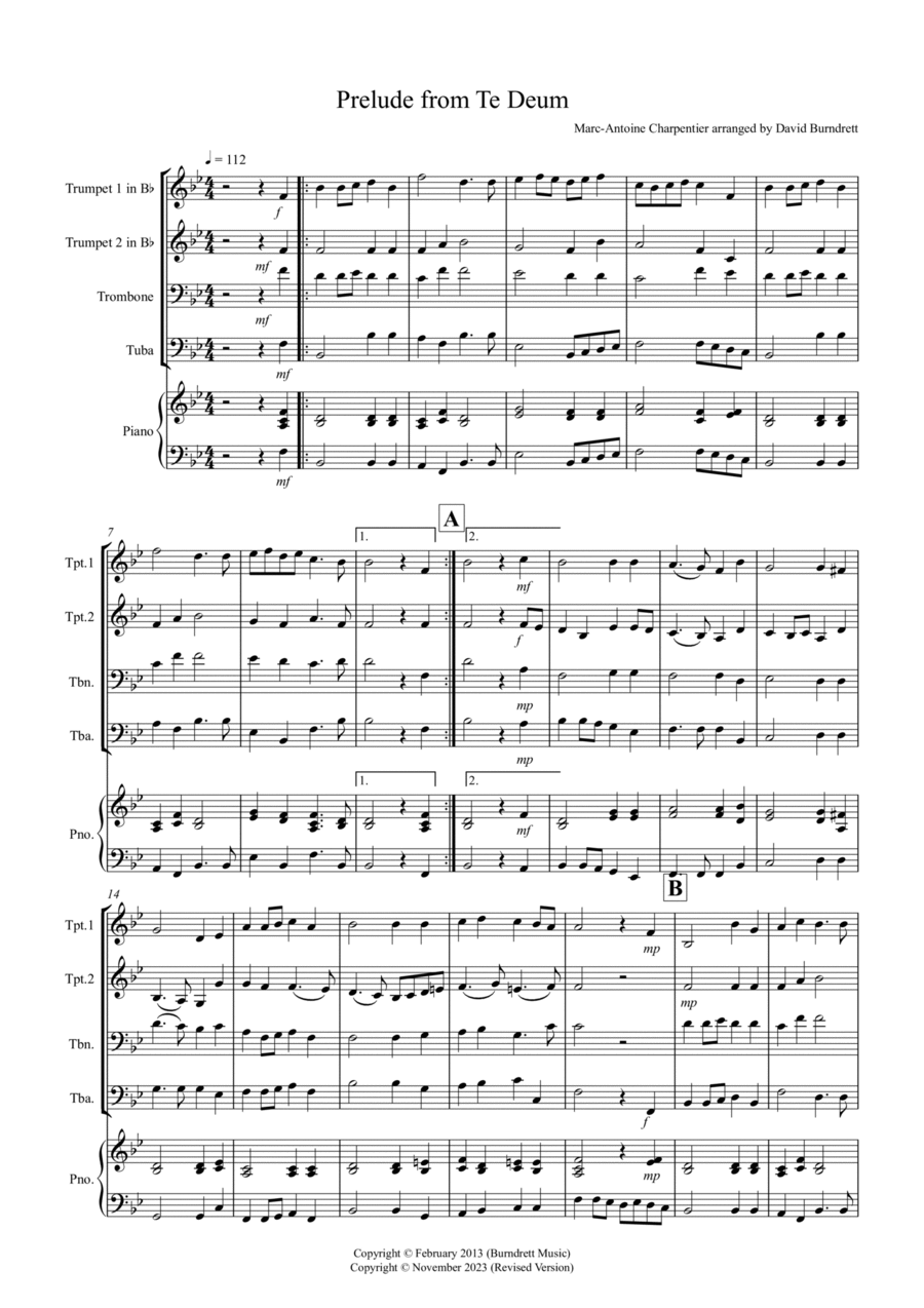 Prelude from Te Deum for Brass Quartet Prelude from Te Deum for Brass Quartet Brass Quartet scores gallery preview page 1