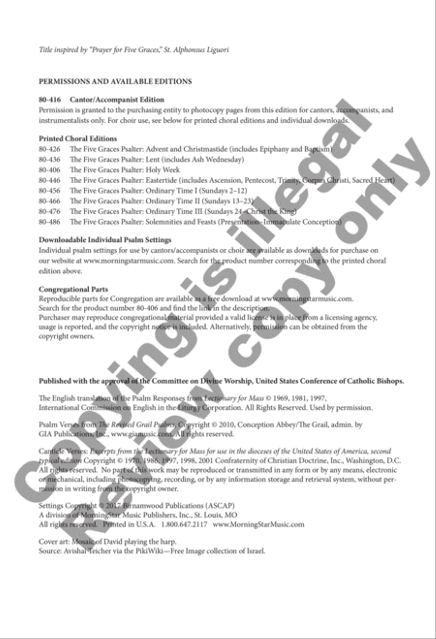 The Five Graces Psalter: Responsorial Psalms for Holy Week (Choral Edition) Choir scores gallery preview page 3