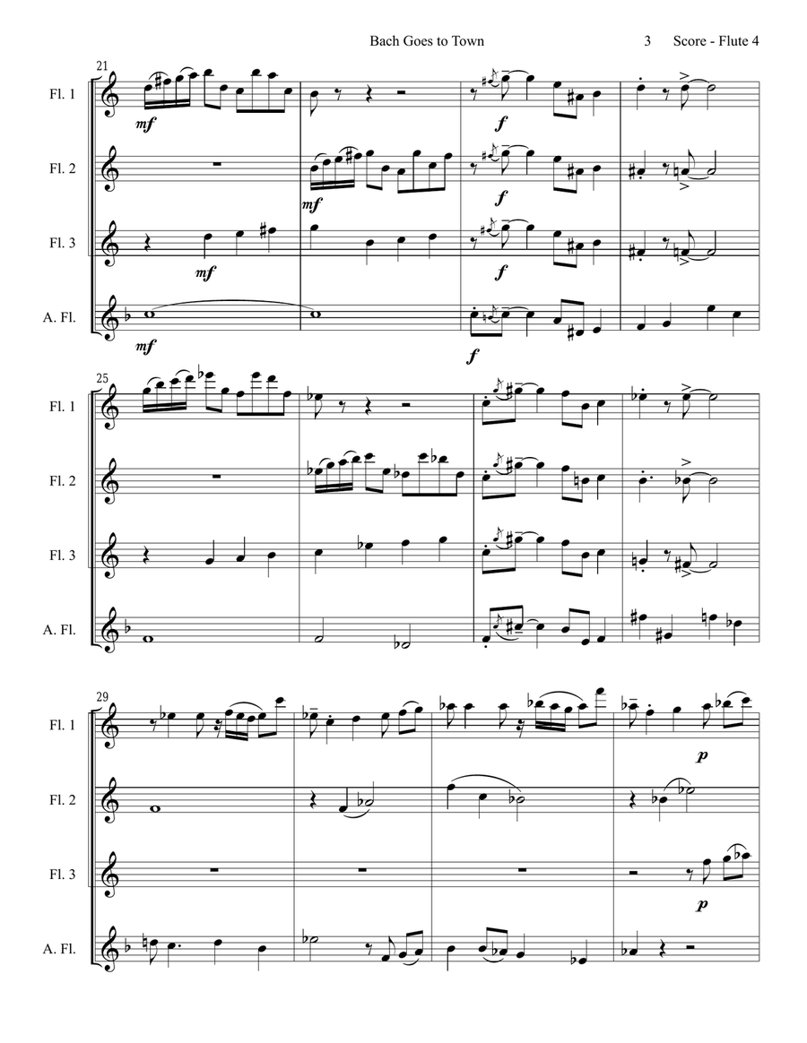 Bach Goes To Town Woodwind Quartet scores gallery preview page 4