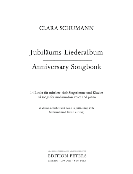 Anniversary Songbook -- 14 Songs (Medium/Low Voice) [incl. CD]