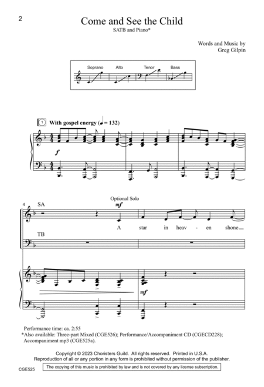 Come and See the Child - SATB 4-Part scores gallery preview page 2