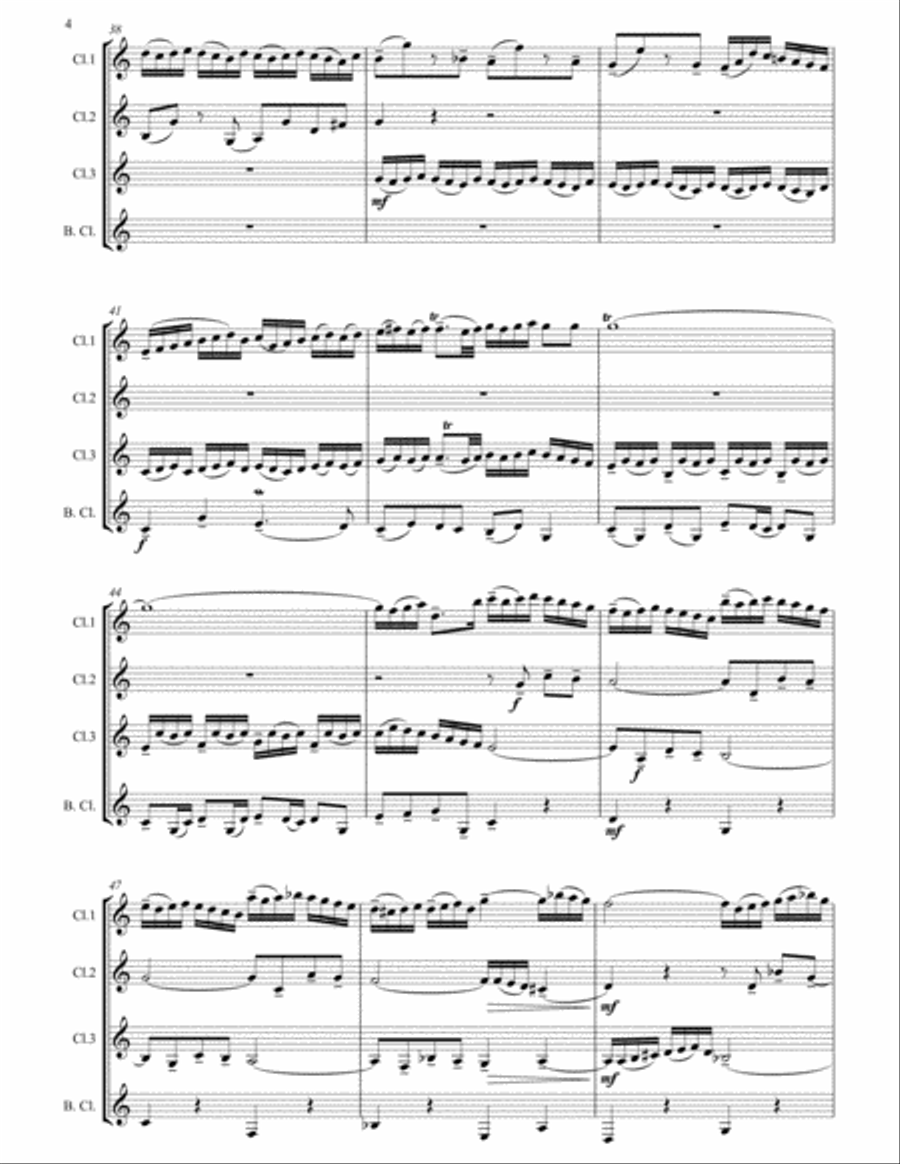 Little Fugue in G minor arranged for Clarinet Quartet Clarinet Quartet scores gallery preview page 5