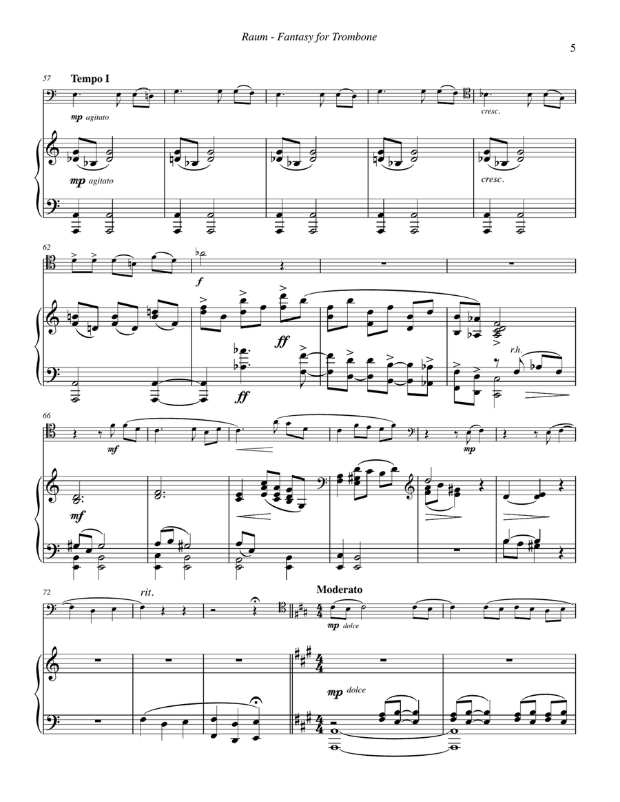 Fantasy for Trombone and Piano Piano scores gallery preview page 5
