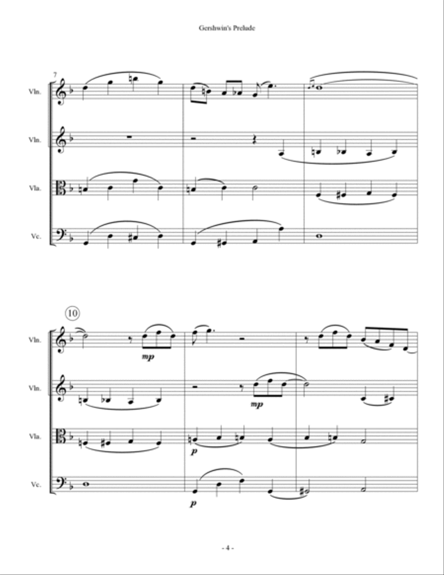 Gershwin's Prelude - String Quartet image number null