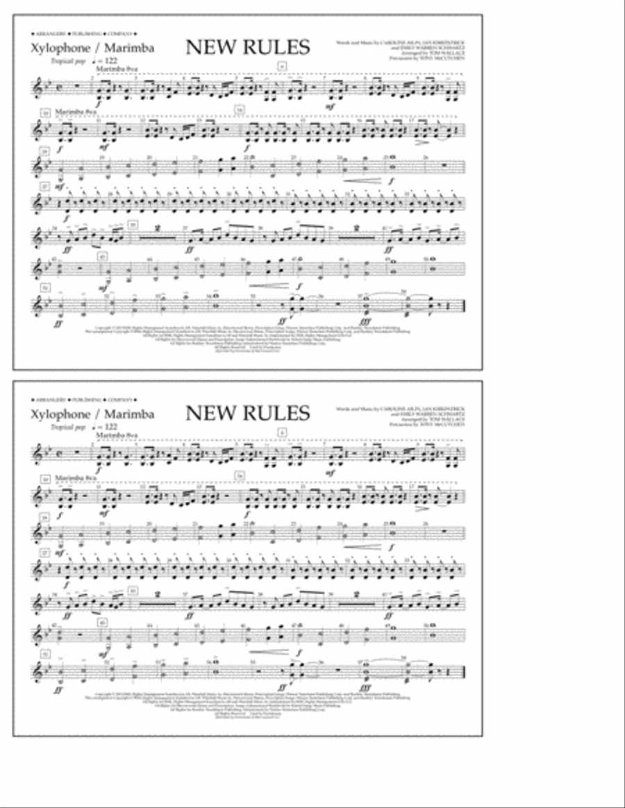 New Rules - Xylophone/Marimba Marching Band scores gallery preview page 1