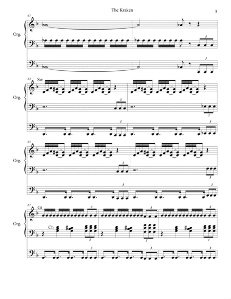 The Kraken The Kraken Organ Solo scores gallery preview page 5