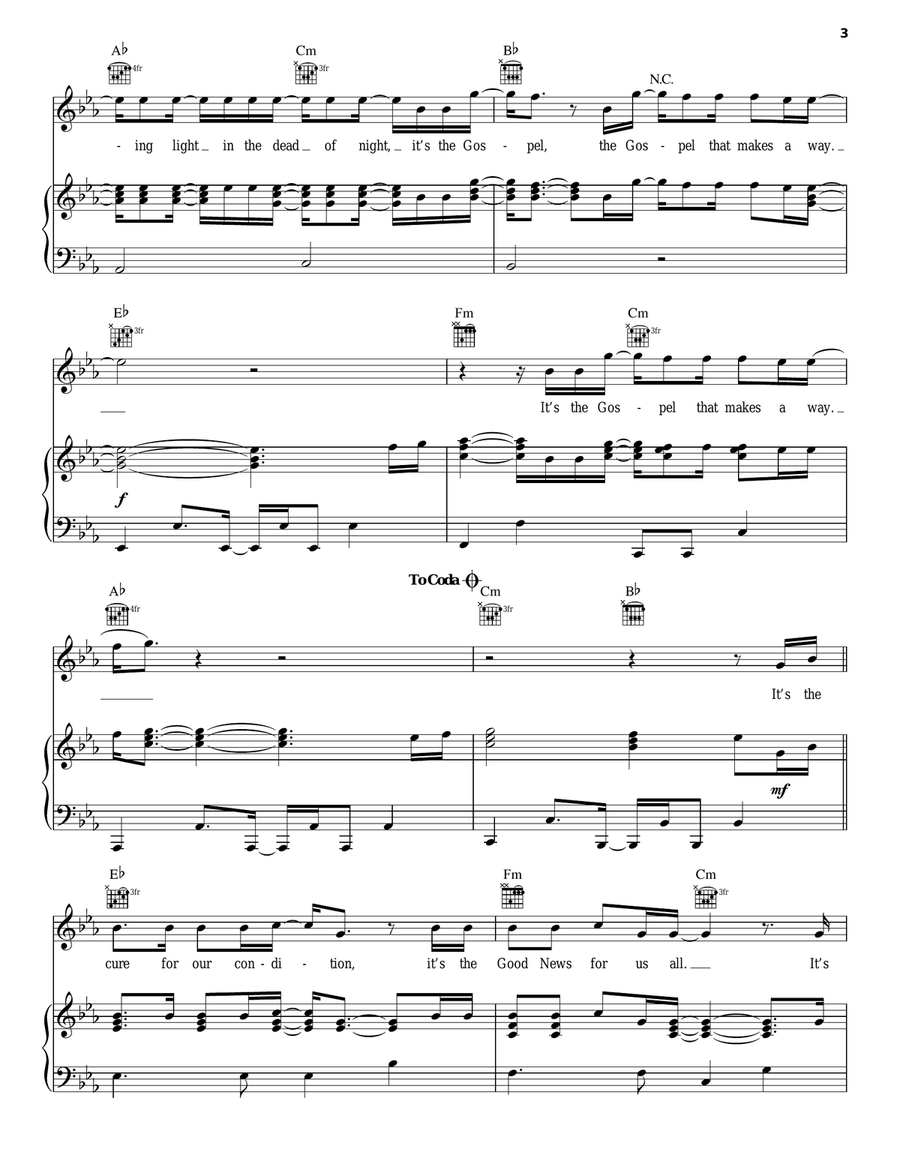 The Gospel The Gospel Piano, Vocal, Guitar scores gallery preview page 3