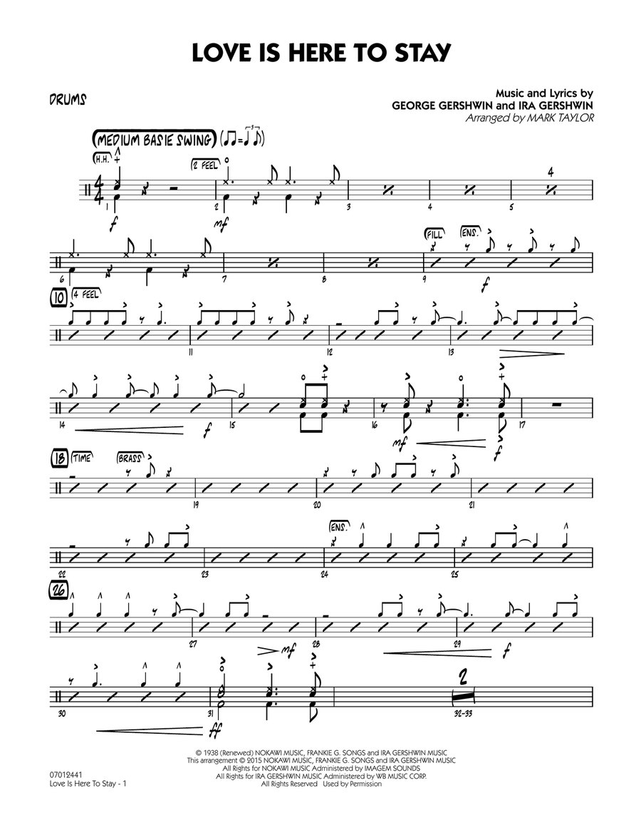 Love Is Here to Stay - Drums Jazz Ensemble scores gallery preview page 1