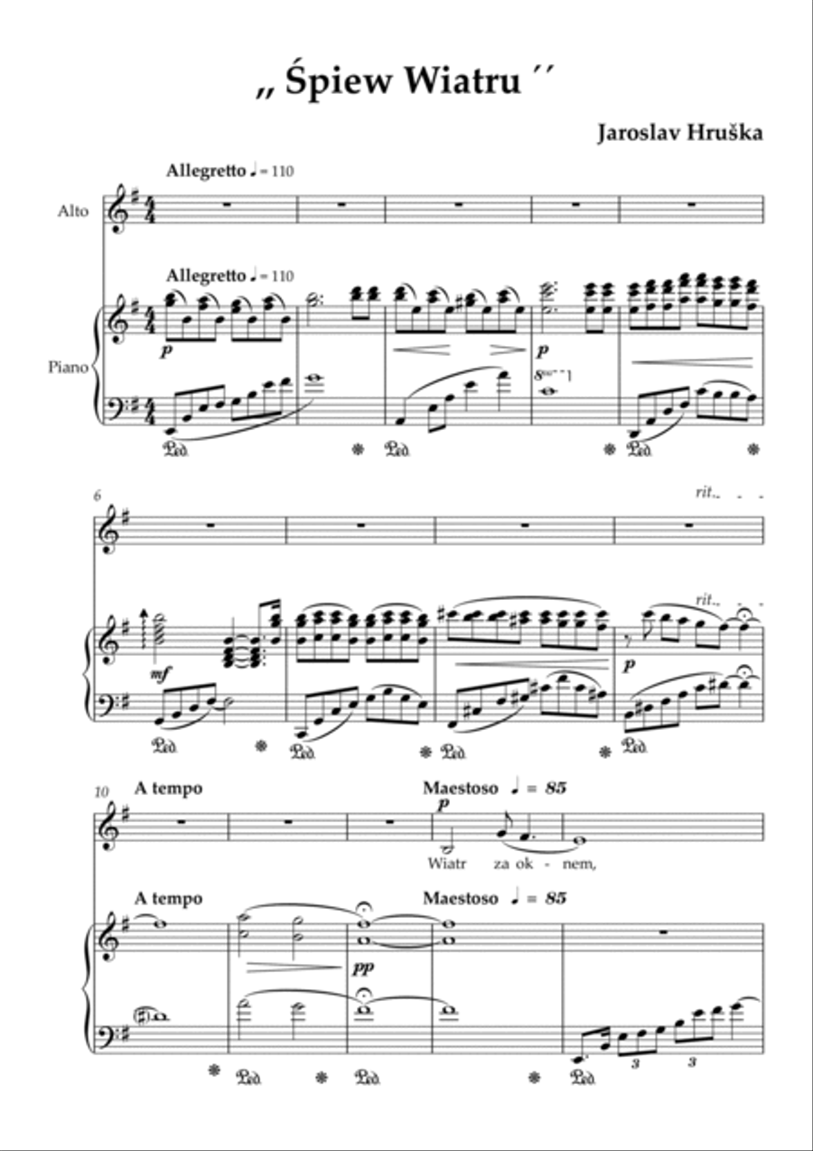 ,, Śpiew Wiatru ´´ Piano, Vocal, Guitar scores gallery preview page 2
