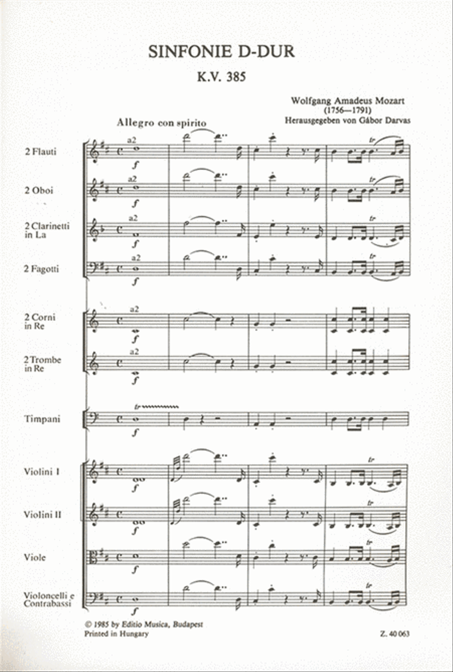 Sinfonie D-Dur, KV 385 Orchestra scores gallery preview page 2