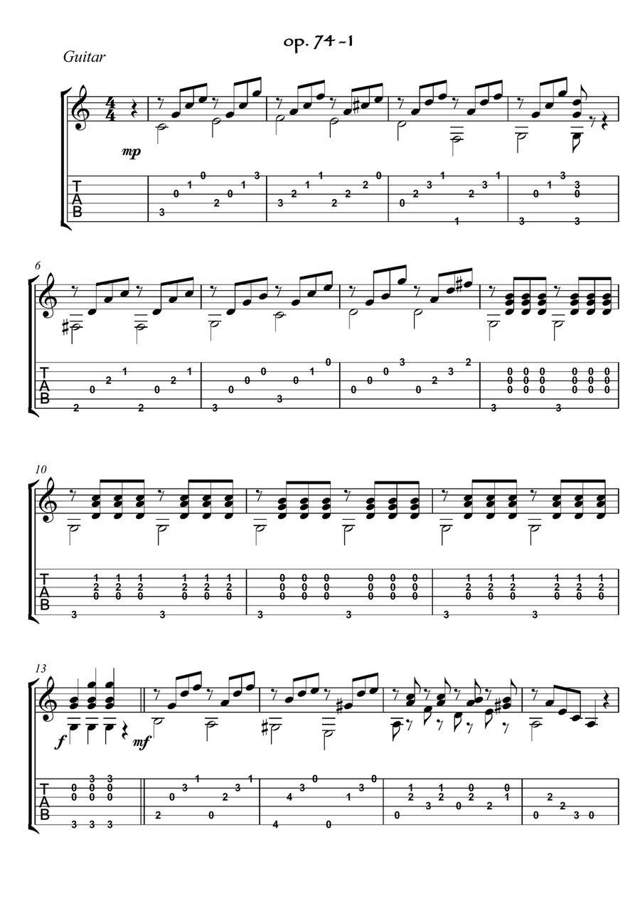 Easy Flute Guitar duets play along by Giuliani part I Flute scores gallery preview page 5