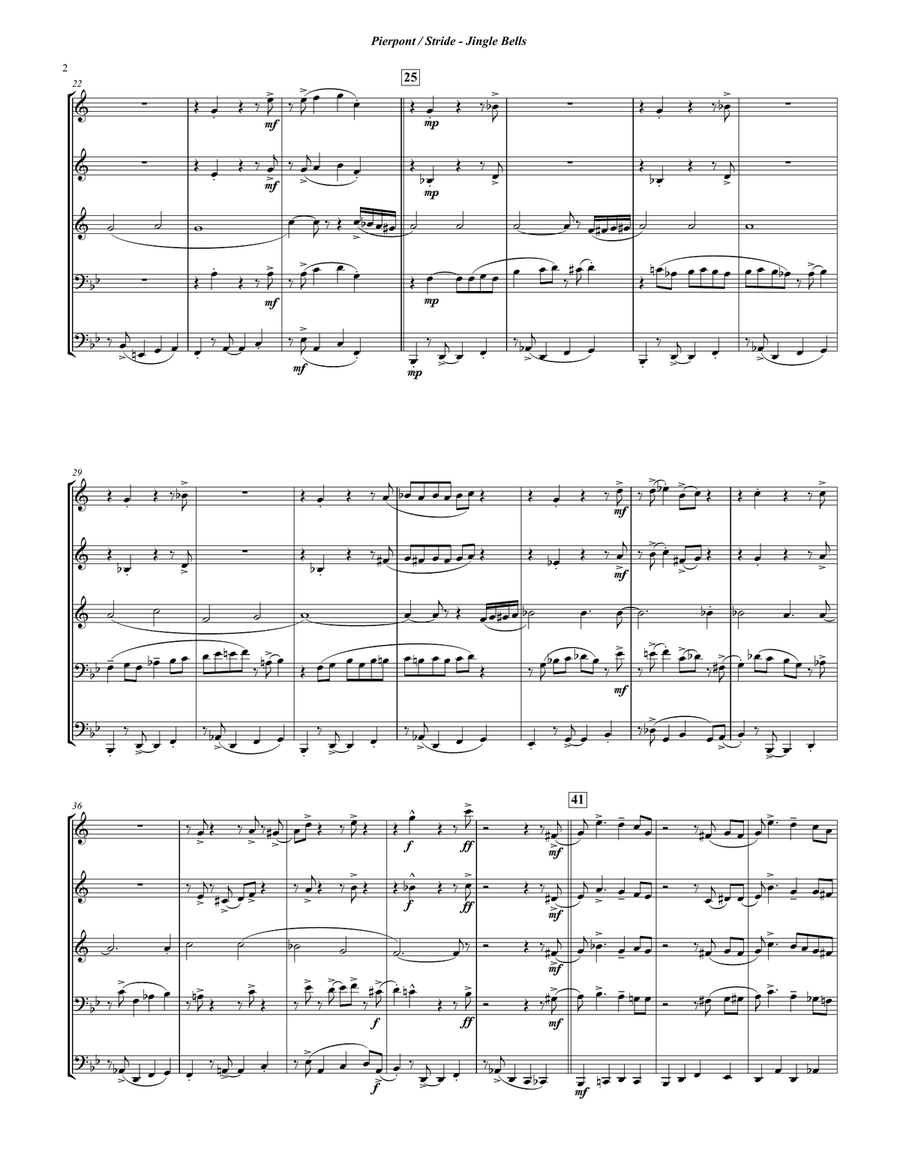 Jingle Bells Creole Style for Brass Quintet Brass Quintet scores gallery preview page 2