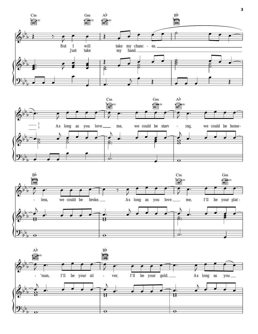 As Long As You Love Me Piano, Vocal, Guitar scores gallery preview page 3