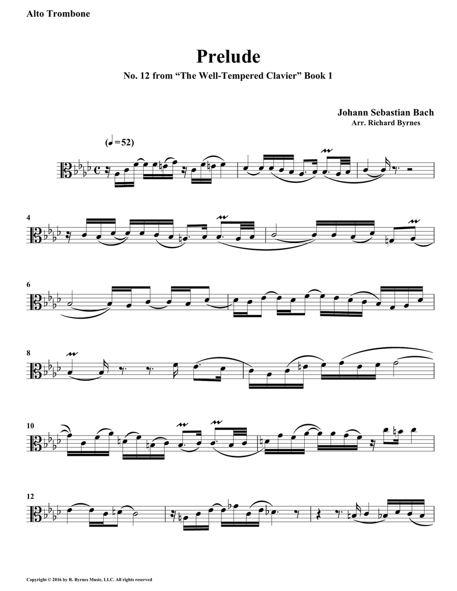 Prelude 12 from Well-Tempered Clavier, Book 1 (Trombone Quintet) Brass Quintet scores gallery preview page 4