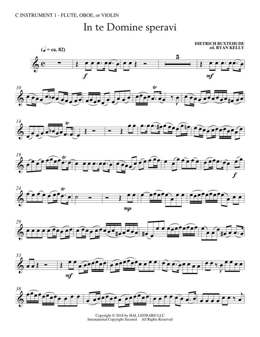 In Te Domine Speravi (ed. Ryan Kelly) - C Instrument I Choir scores gallery preview page 1