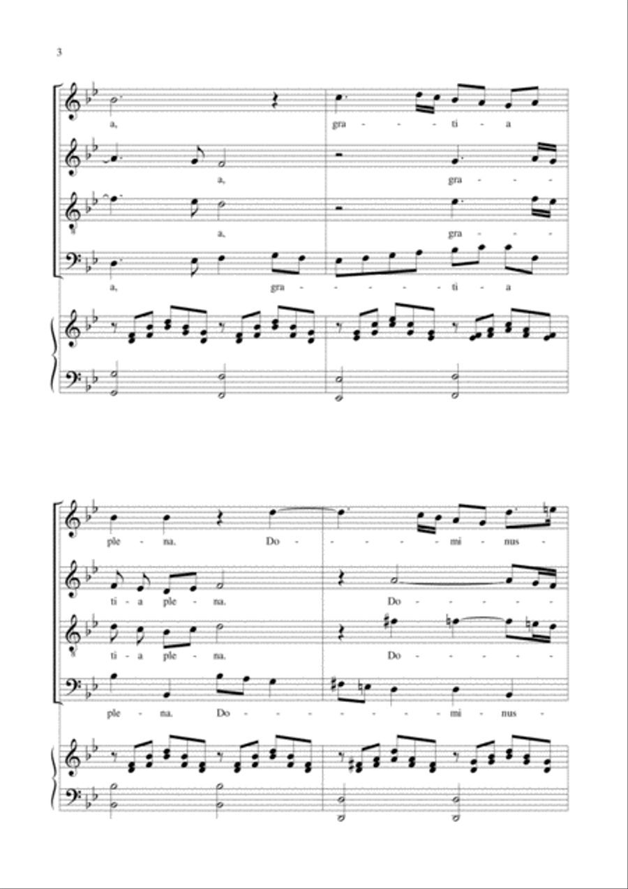 AVE MARIA by F. Schubert - Arr. for SATB Choir and Piano - Latin Lyrics 4-Part scores gallery preview page 3