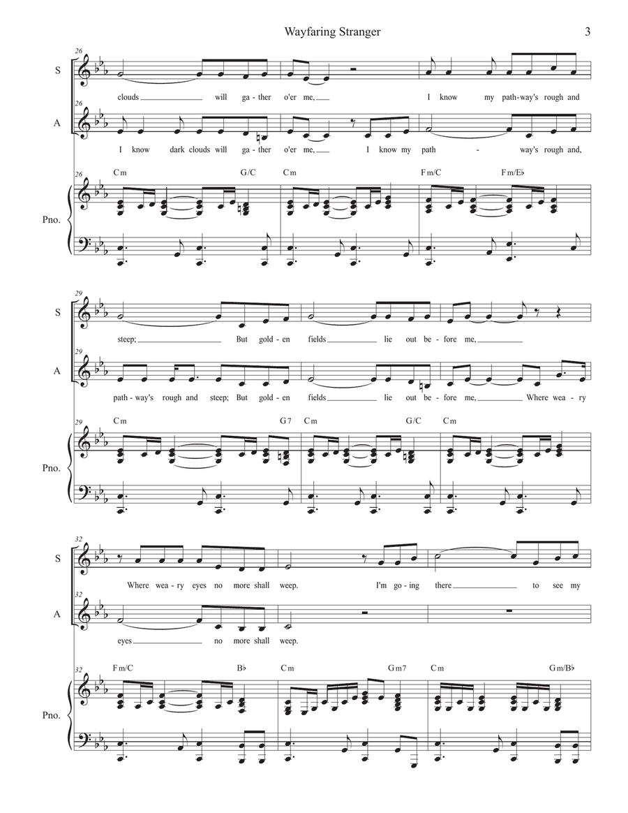 Wayfaring Stranger (Duet for Soprano and Alto solo) Alto Voice scores gallery preview page 4