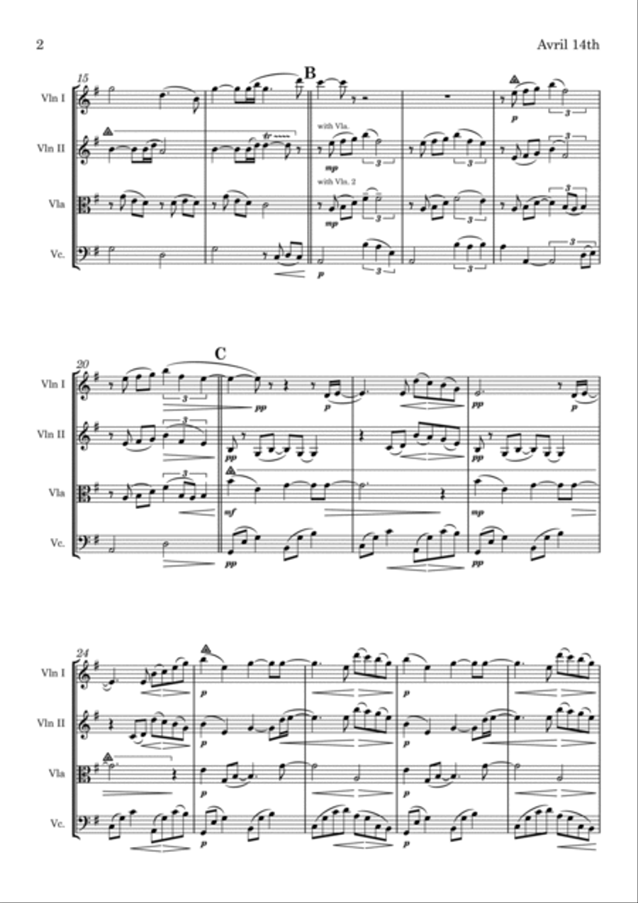 Avril 14th String Quartet scores gallery preview page 2