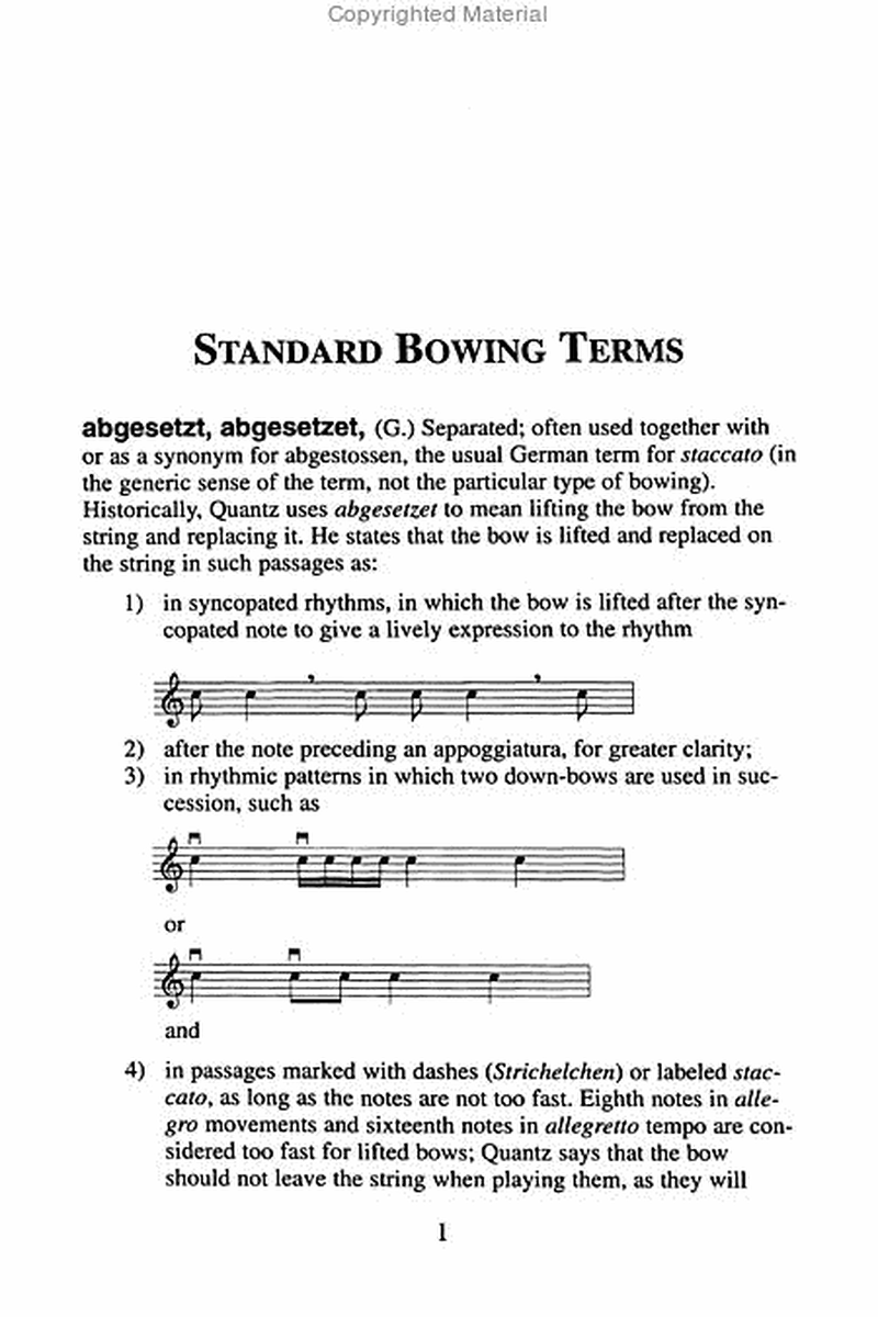 Dictionary of Bowing and Pizzicato Terms