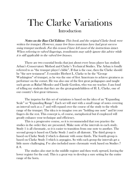The Clarke Variations-bass clef edition