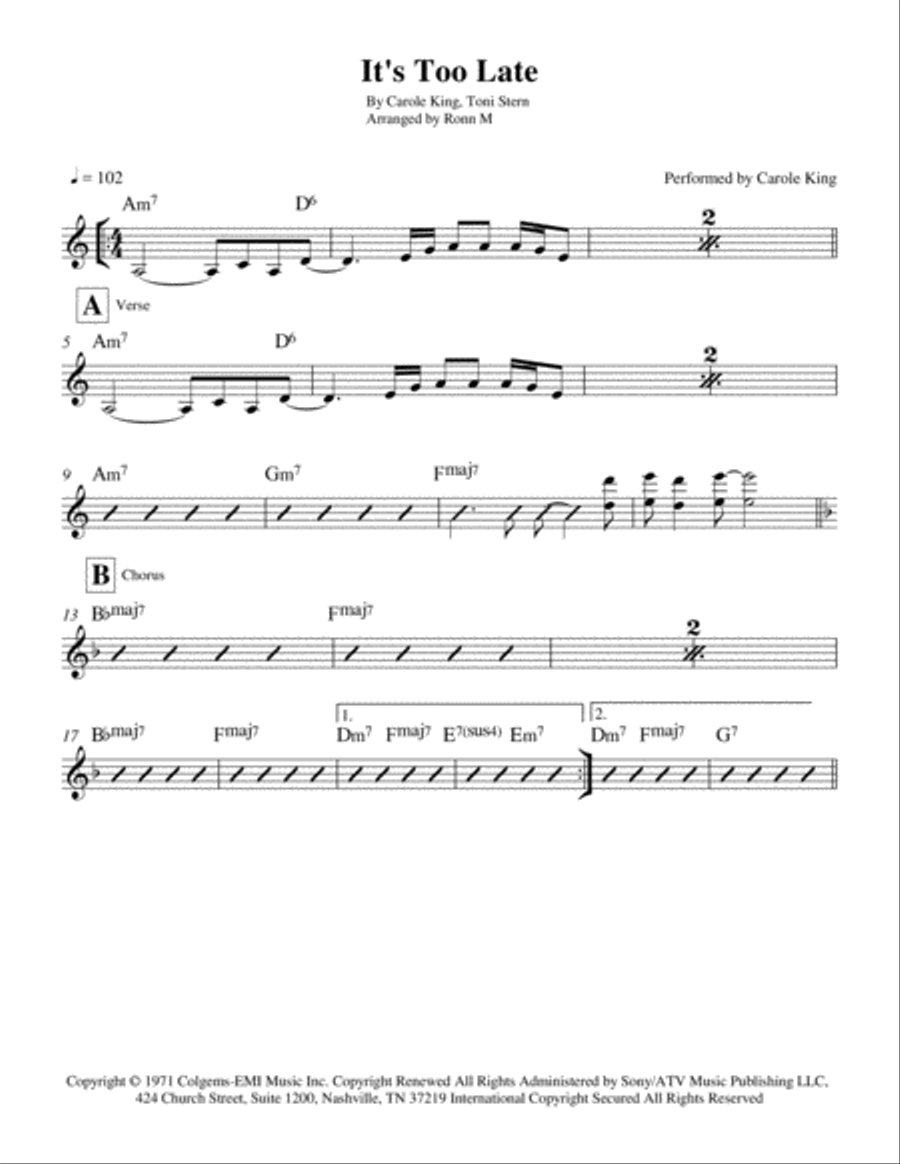 It's Too Late Small Ensemble scores gallery preview page 2