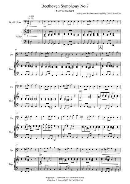 Beethoven Symphony No.7 (slow movement) for Double Bass and Piano image number null