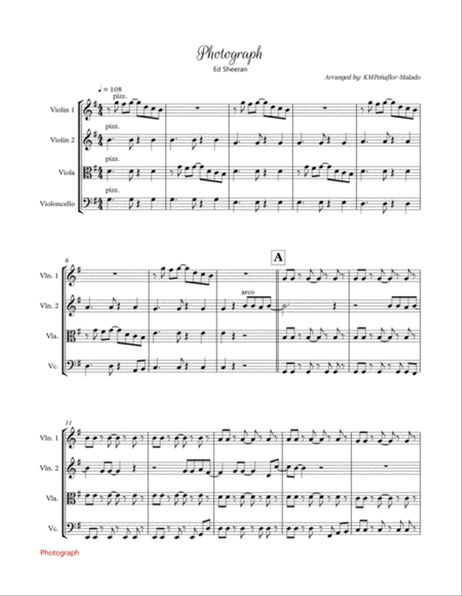 Photograph Photograph String Quartet scores gallery preview page 1