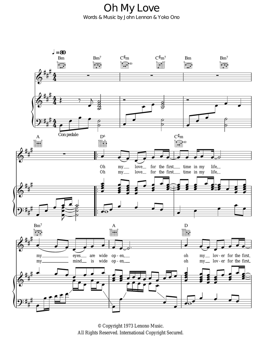 Oh My Love Piano, Vocal, Guitar scores gallery preview page 1