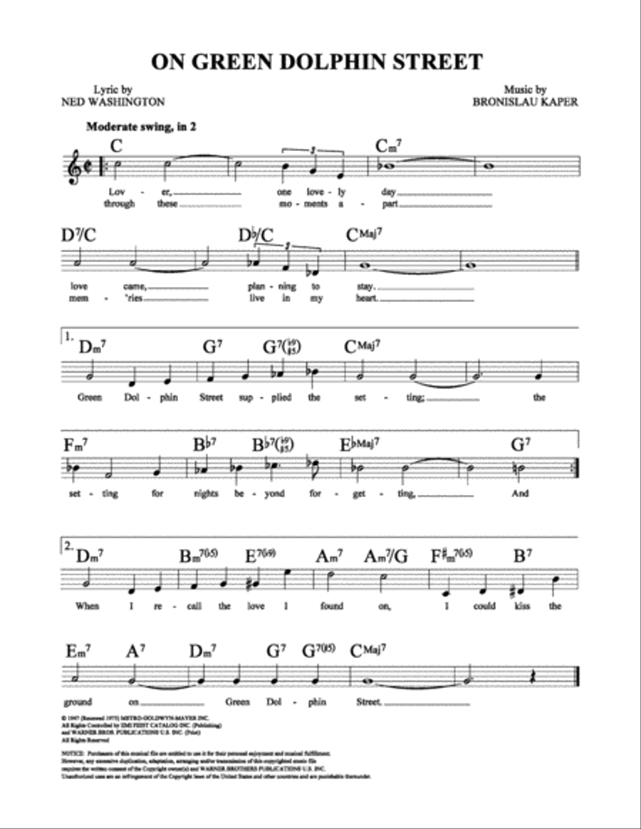 On Green Dolphin Street School and Community scores gallery preview page 1