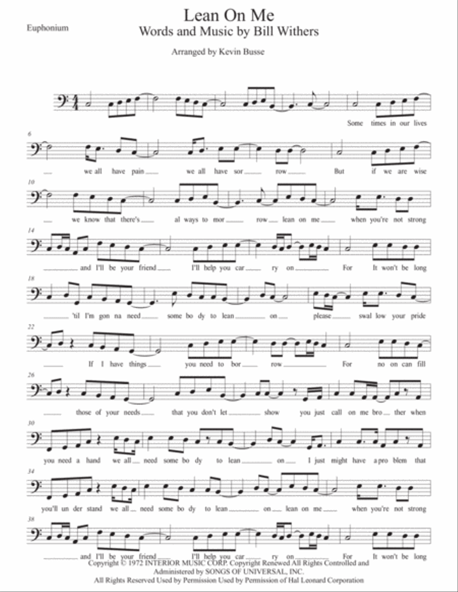 Lean On Me Lean On Me Euphonium scores gallery preview page 1
