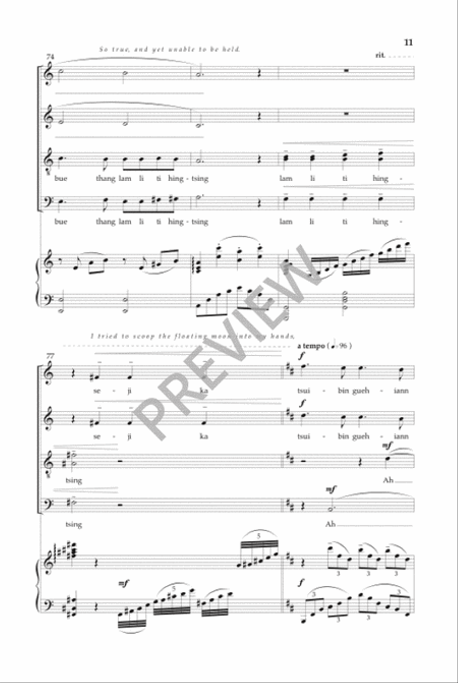 Floating Moon on the Water (SATB) 4-Part scores gallery preview page 12