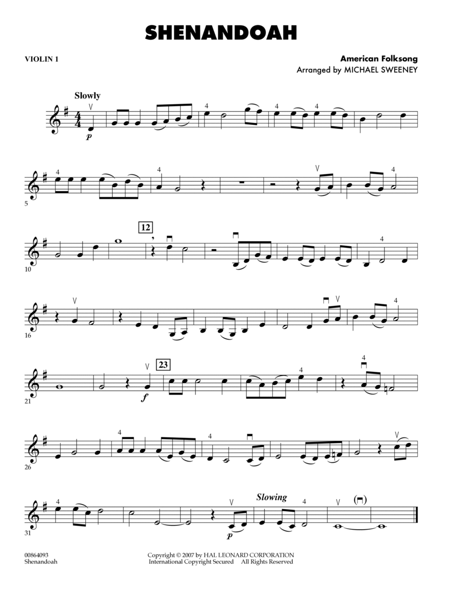 Shenandoah - Violin 1 Violin scores gallery preview page 1