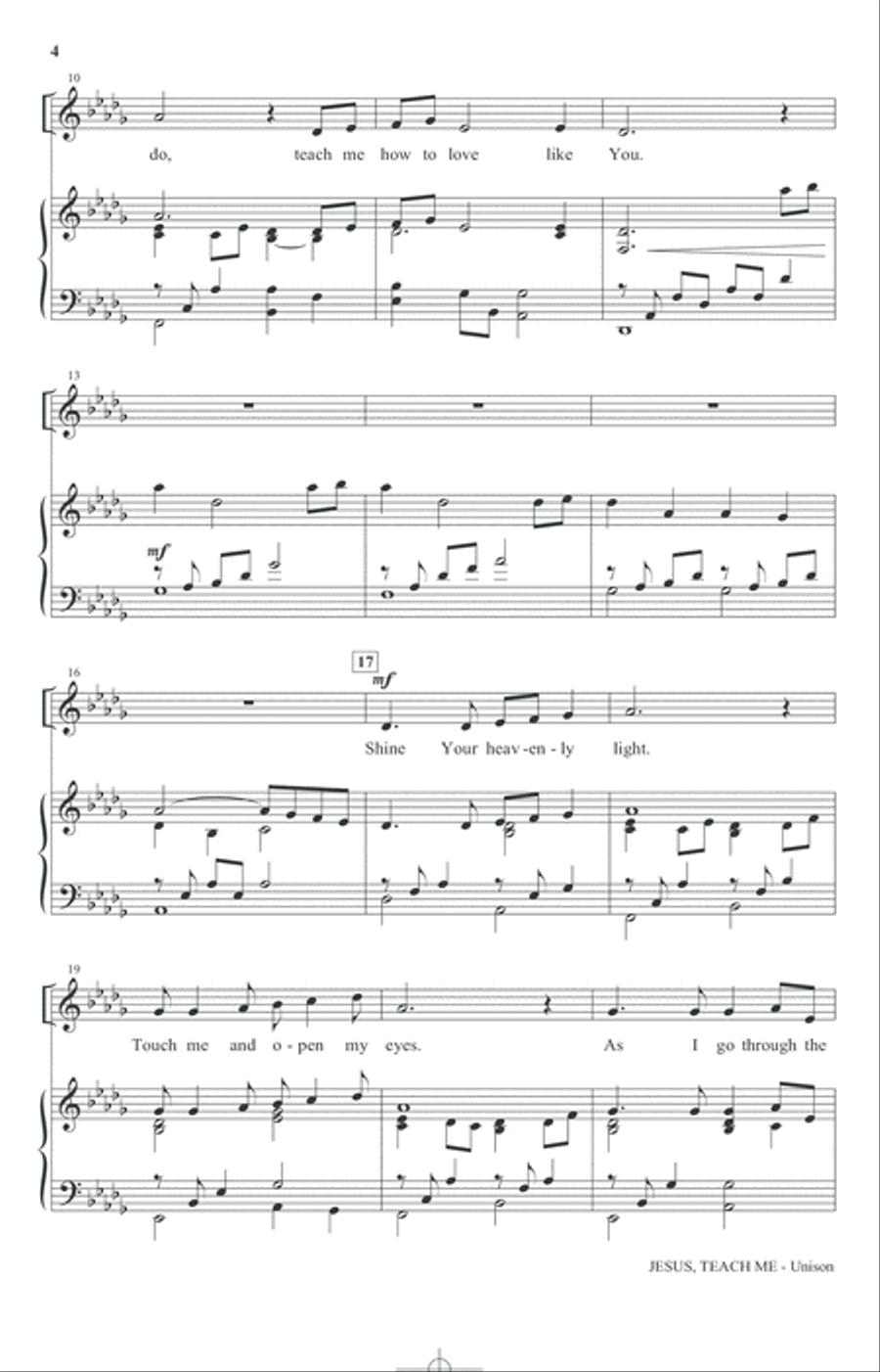 Jesus, Teach Me Jesus, Teach Me Unison Choir scores gallery preview page 2