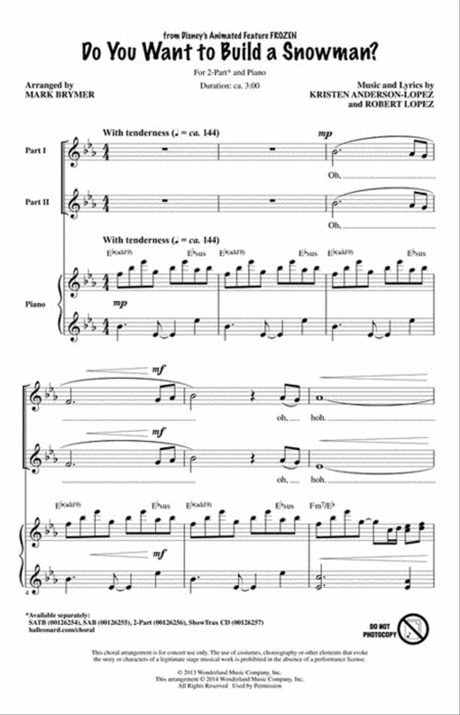 Do You Want to Build a Snowman? 2-Part scores gallery preview page 2