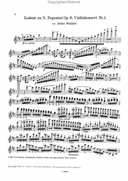 Kadenz zu Violinkonzert Paganini op. 6