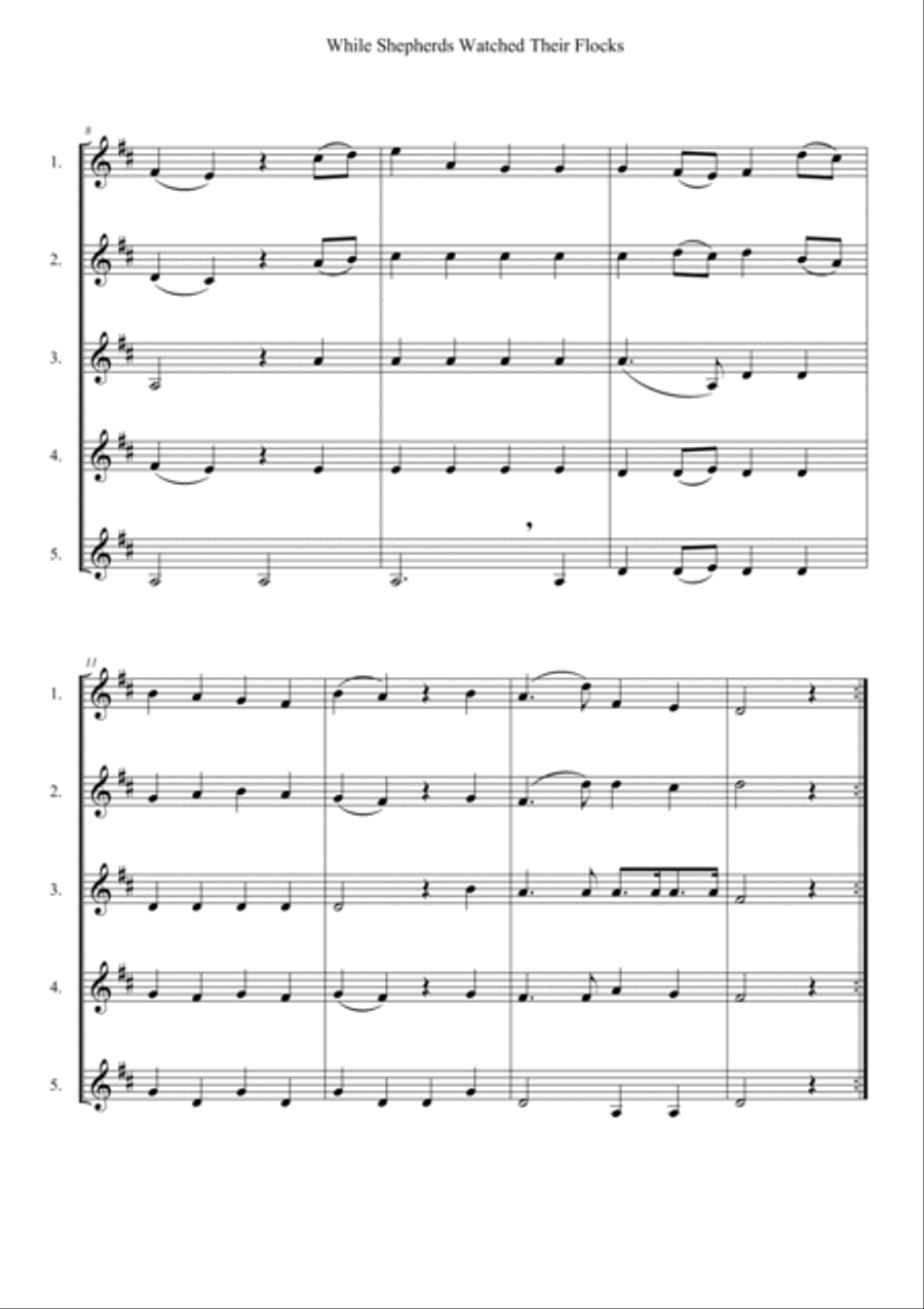 While Shepherds Watched Their Flocks Woodwind Quintet scores gallery preview page 2