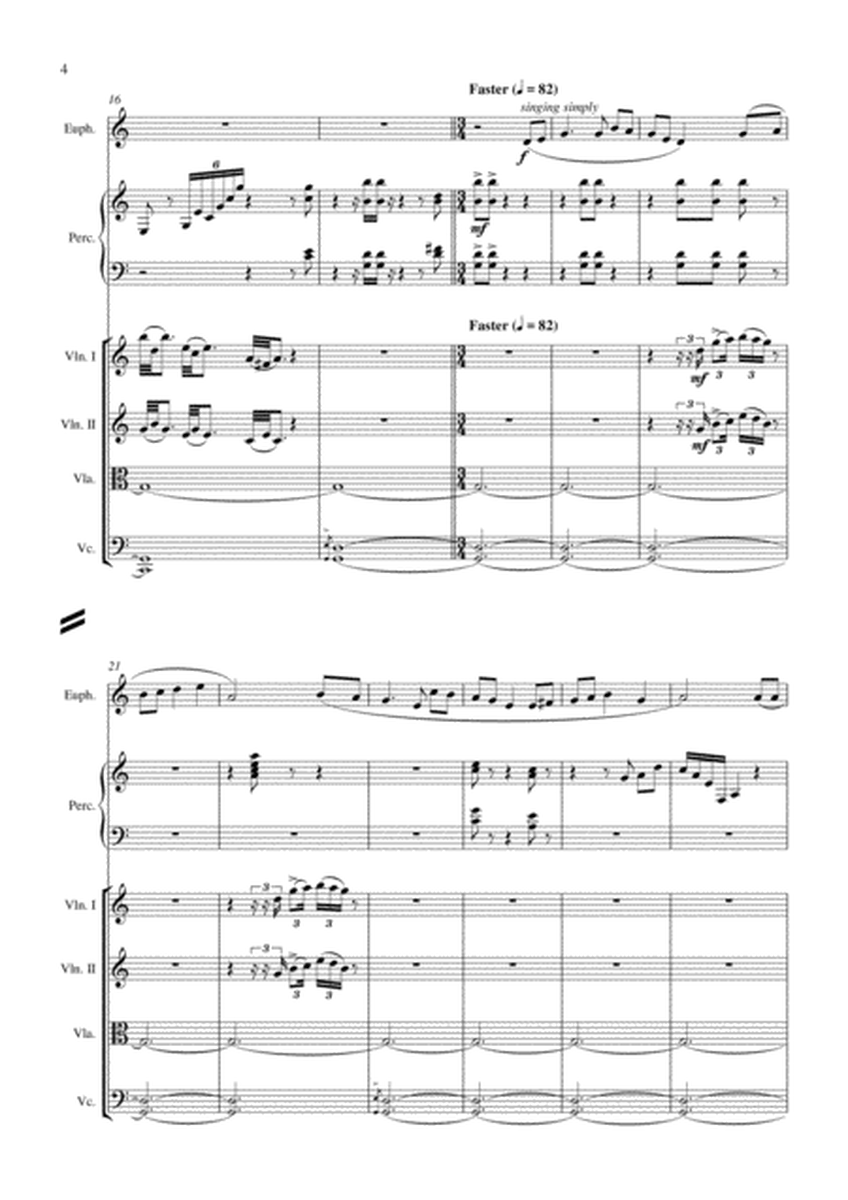 Carson Cooman: Folk Fantasies (2005) for solo euphonium, string quartet, and percussion, score only