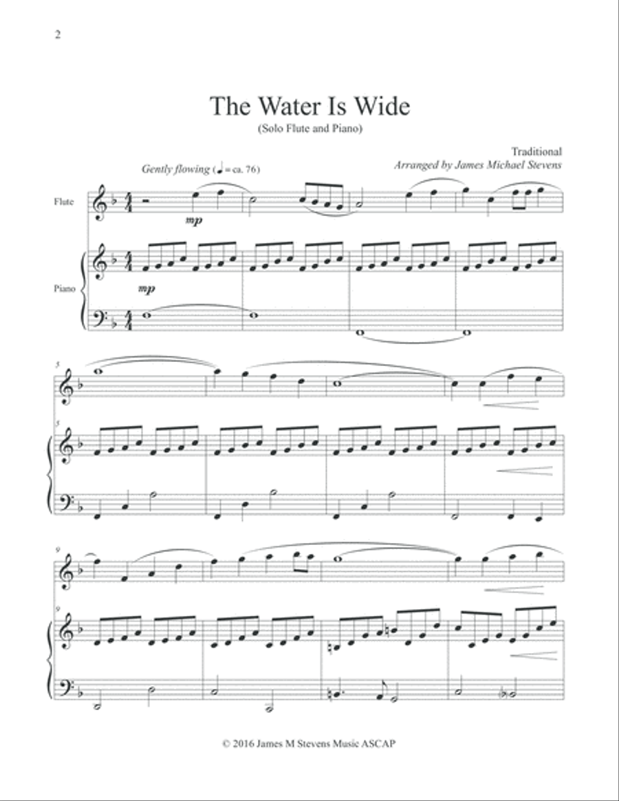 The Water Is Wide (Solo Flute & Piano) Flute Solo scores gallery preview page 2