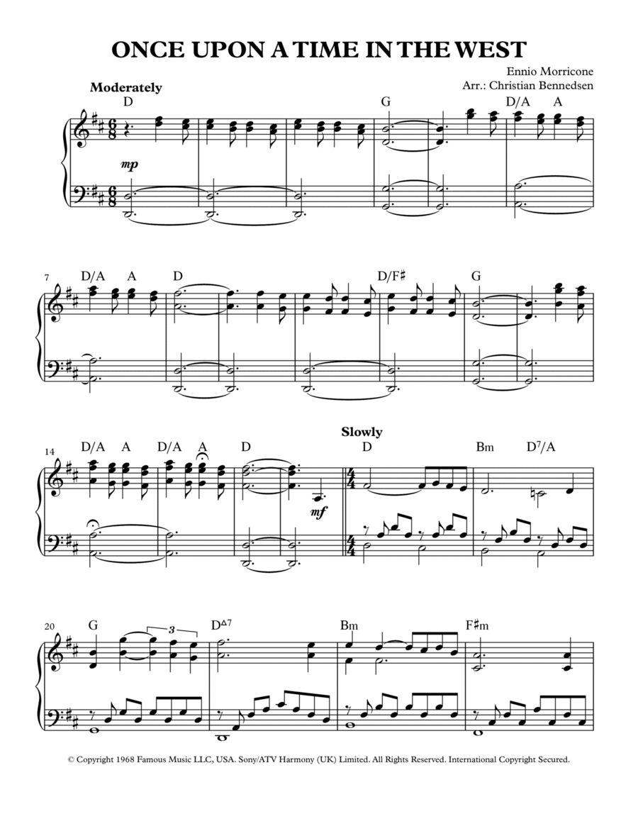 Once Upon A Time In The West Piano Solo scores gallery preview page 1