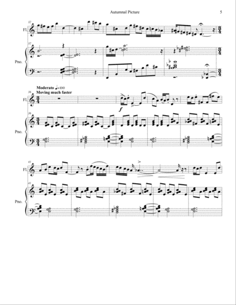 Autumnal Picture for Flute and Piano by Gregory Hamilton