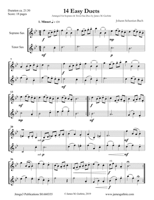 Bach: 14 Easy Duets for Soprano & Tenor Sax