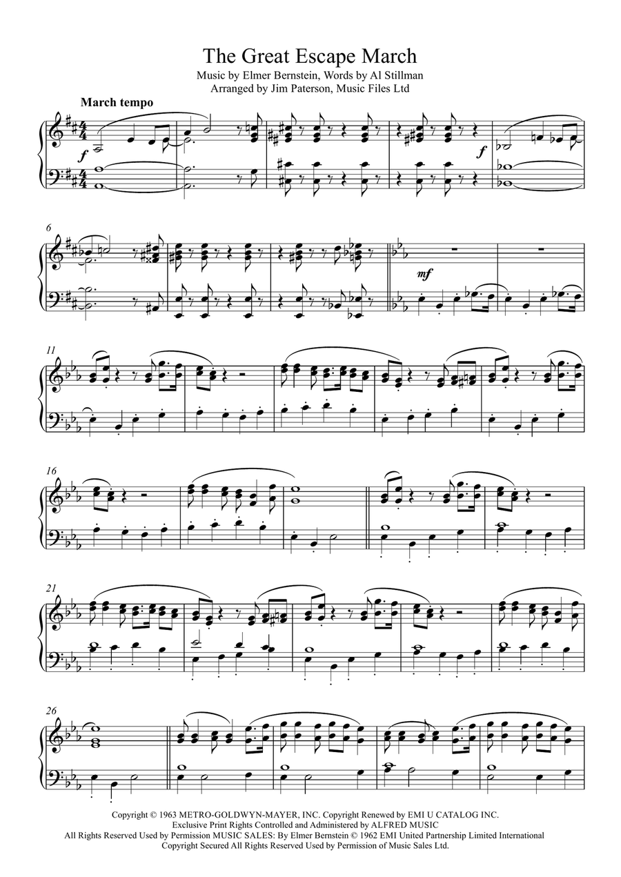 The Great Escape March The Great Escape March Piano Solo scores gallery preview page 1