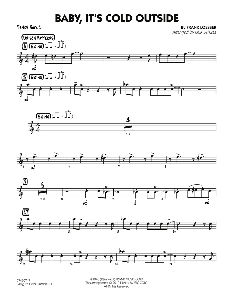 Baby, It's Cold Outside - Tenor Sax 1 Jazz Ensemble scores gallery preview page 1