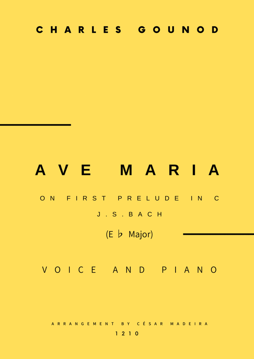 Ave Maria by Bach/Gounod - Voice and Piano - Eb Major (Full Score and Parts) image number null
