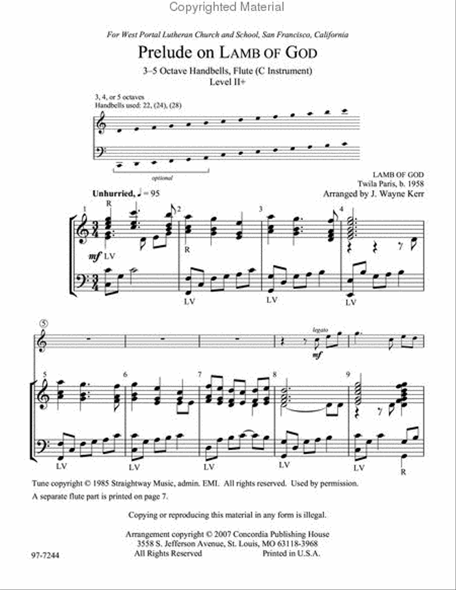 Prelude on Lamb of God Handbell Choir scores gallery preview page 2