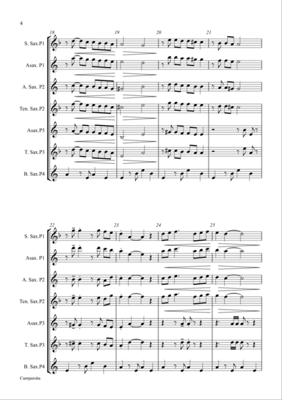 La Cumparsita Saxophone Quartet scores gallery preview page 4